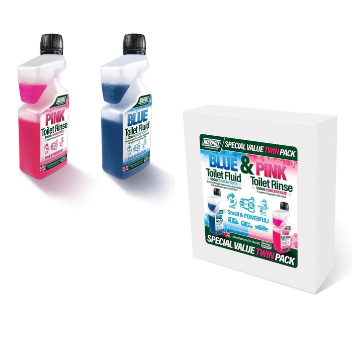 Maypole Twin Pack Toilet Fluid & Rinse Concentrate Caravan Camping Makes 4L - Maypole - Van Life Living