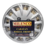 Milenco Silver Wheel Trims Hub Caps 337S 13" Bailey Type Caravan Pair Motorhome - ukcampingandleisure - Van Life Living