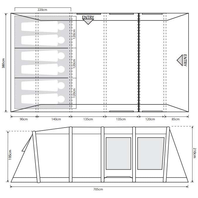 Outdoor Revolution Camp Star 6 Berth 600 Inflatable Air Tent bundle with Footprint & Carpet - Outdoor Revolution - Van Life Living