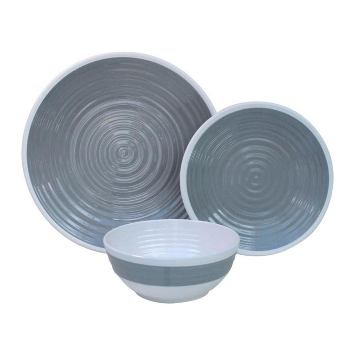 Outdoor Revolution Premium 12pc Melamine Plate and Bowl Set Pastel Grey - Outdoor Revolution - Van Life Living