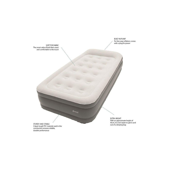 Outwell Superior Double High Raised Inflatable Airbed Mattress Built In Electric Pump - Outwell - Van Life Living