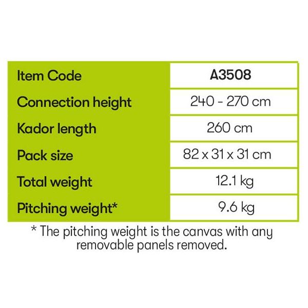 Quest Falcon HIGH Drive Away Campervan Awning Pole 240-270cm - Quest - Van Life Living