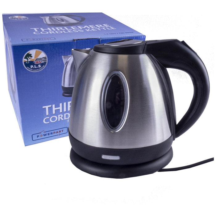 Silver Chrome Low Power 1.2L 750W Cordless Kettle - Powerpart - Van Life Living