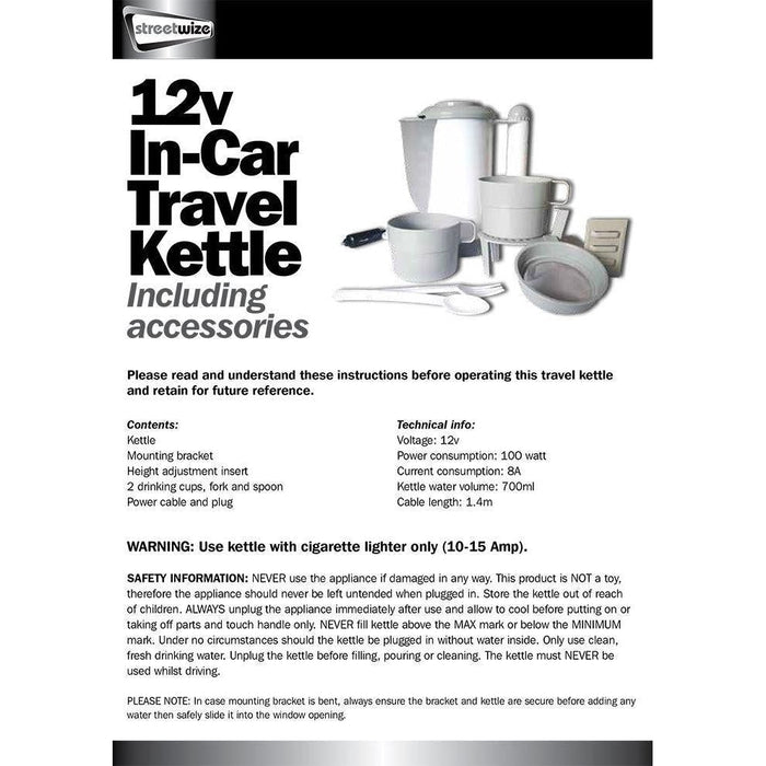 Streetwize 12v Travel Kettle - Streetwize - Van Life Living