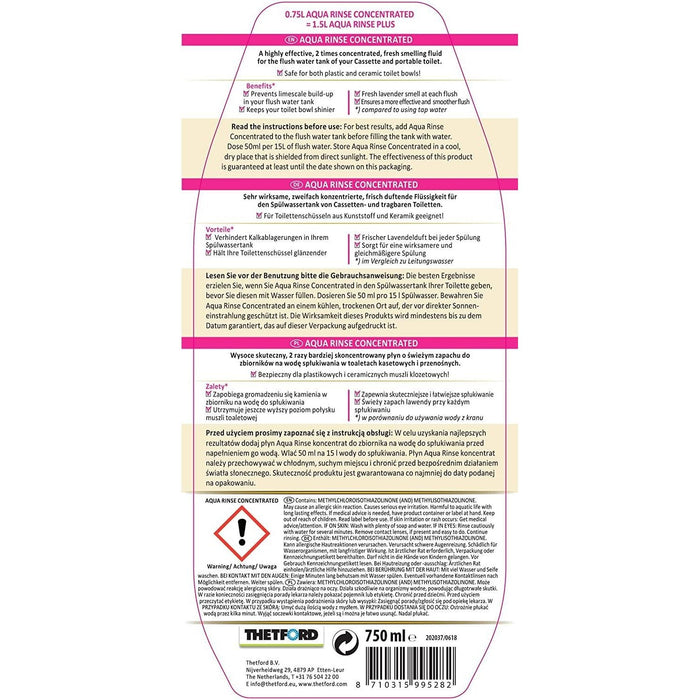 Thetford Aqua Rinse Plus Concentrate Pink Toilet Chemical Fluid for Caravan or Motorhome - Thetford - Van Life Living