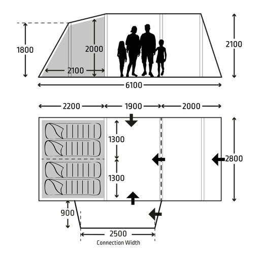 Kampa Touring AIR TC LH Inflatable Drive-away Awning 6.1 m Depth - Kampa - Van Life Living