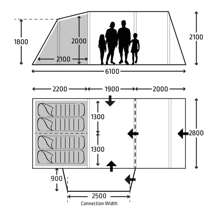 Kampa Touring AIR TC LH Inflatable Drive-away Awning 6.1 m Depth - Kampa - Van Life Living