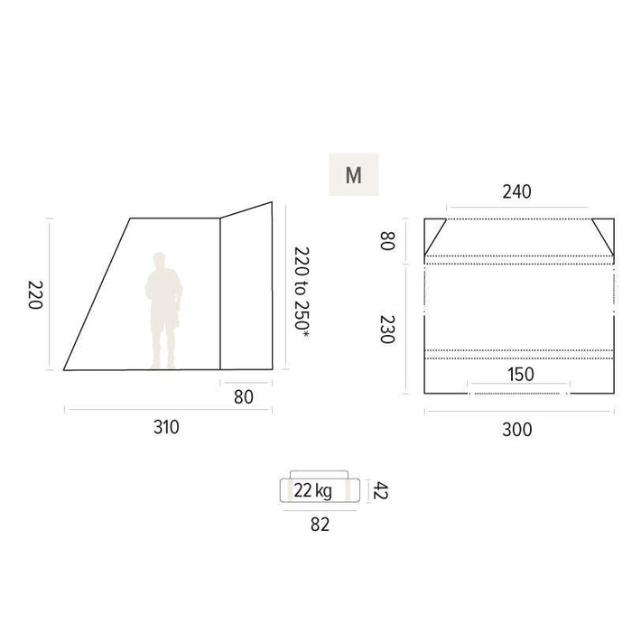 Trigano Bali M Inflatable Campervan Driveaway Air Awning 2.2m to 2.5m - TRIGANO - Van Life Living