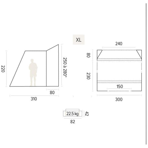 Trigano Bali XL Inflatable Motorhome Driveaway Air Awning 2.5m to 2.8m - TRIGANO - Van Life Living