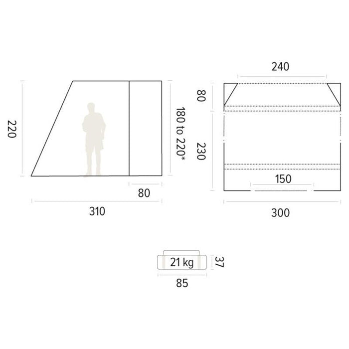 Trigano Hawall S Inflatable Campervan Driveaway Air Awning 1.8m - TRIGANO - Van Life Living