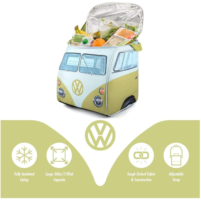 VW Volkswagen Campervan Green 30L Insulated Coolbag Ice Cool Bag Cooler - VW - Van Life Living