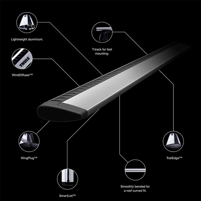 Thule WingBar Evo Roof Bars Aluminum fits Volkswagen Taos 2021- 5 doors with Raised Rails - Thule - Van Life Living